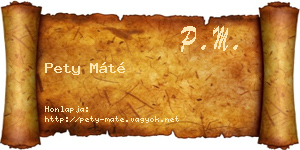 Pety Máté névjegykártya
